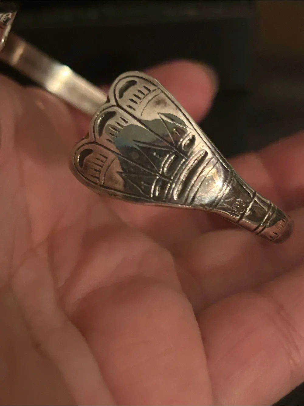 Sterling Silver Engraved Cuff Bracelet - Silver